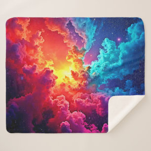 Vibrant Nebula Art: Cosmic Color Art Sherpa Blanket