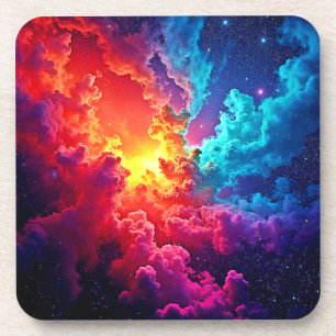 Vibrant Nebula Art: Cosmic Color Coaster
