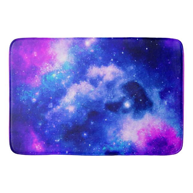 Vibrant Nebula Exploration Pattern Bath Mat (Front)