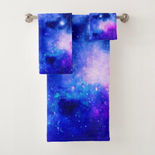 Vibrant Nebula Exploration Pattern Bath Towel Set