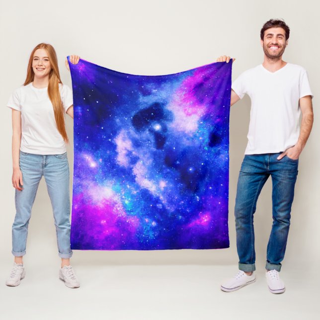 Vibrant Nebula Exploration Pattern Fleece Blanket (In Situ)