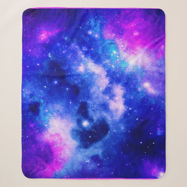 Vibrant Nebula Exploration Pattern Sherpa Blanket (Front)