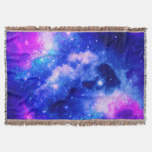 Vibrant Nebula Exploration Pattern Throw Blanket (Front)
