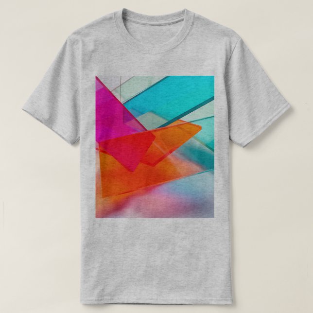 Vibrant Neon Abstract 3D Translucent Rectangles T-Shirt (Design Front)