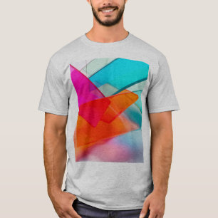 Vibrant Neon Abstract 3D Translucent Rectangles T-Shirt