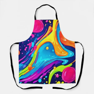 Vibrant Neon Abstract Art Splash Apron