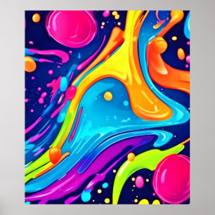 Vibrant Neon Abstract Art Splash Poster