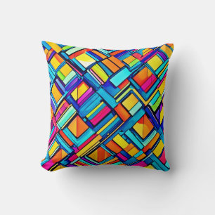 Vibrant Neon Abstract Patterns Cushion