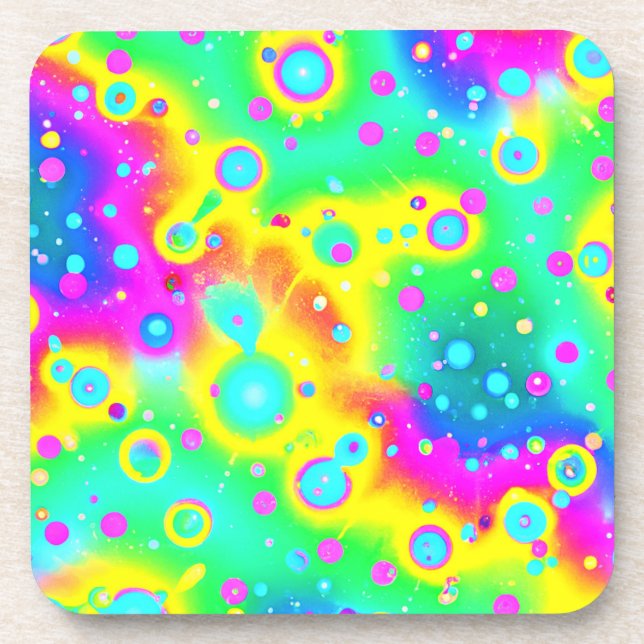 Vibrant Neon Blaze Pattern Coaster (Front)
