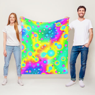 Vibrant Neon Blaze Pattern Fleece Blanket