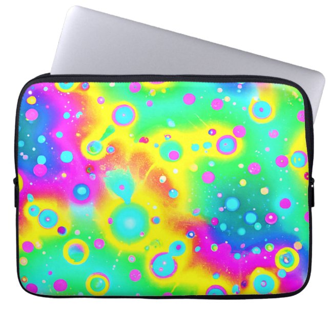 Vibrant Neon Blaze Pattern Laptop Sleeve (Front)