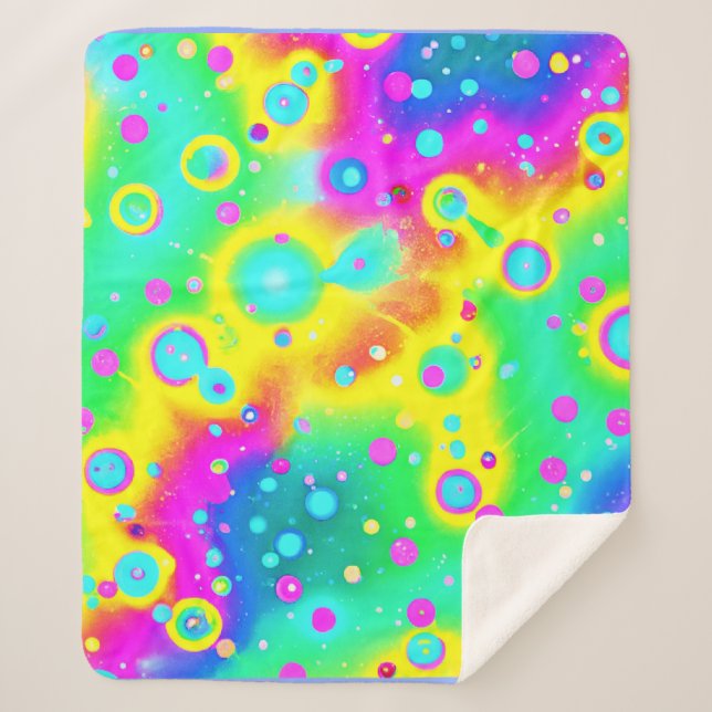 Vibrant Neon Blaze Pattern Sherpa Blanket (Front)