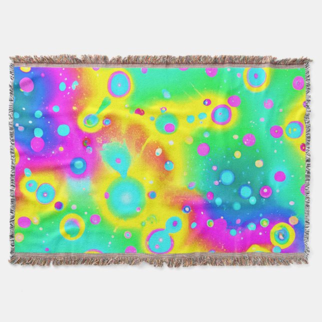 Vibrant Neon Blaze Pattern Throw Blanket (Front)