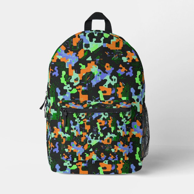 Vibrant Neon Camouflage Printed Backpack (Front)