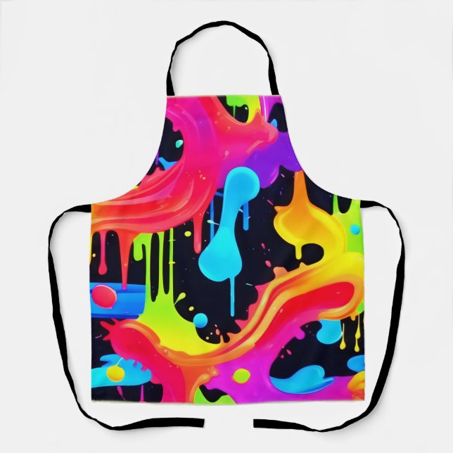 Vibrant Neon Colour Splash Art Apron (Front)