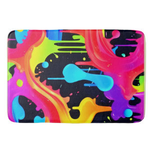 Vibrant Neon Colour Splash Art Bath Mat