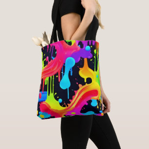 Vibrant Neon Colour Splash Art Tote Bag