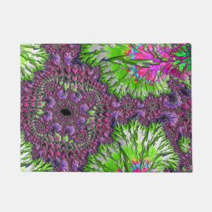Vibrant Neon Colourful Trippy Groovy Fractal Art Doormat