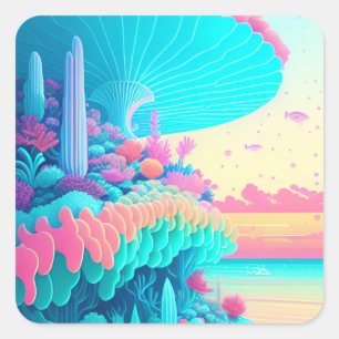 Vibrant Neon Coral Garden Sticker