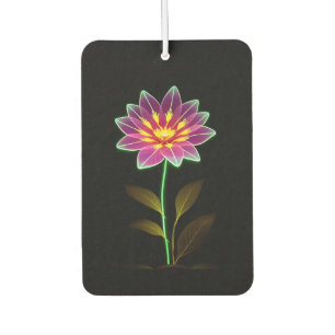 Vibrant Neon Flower With Lush Green Leaves Car Air Freshener