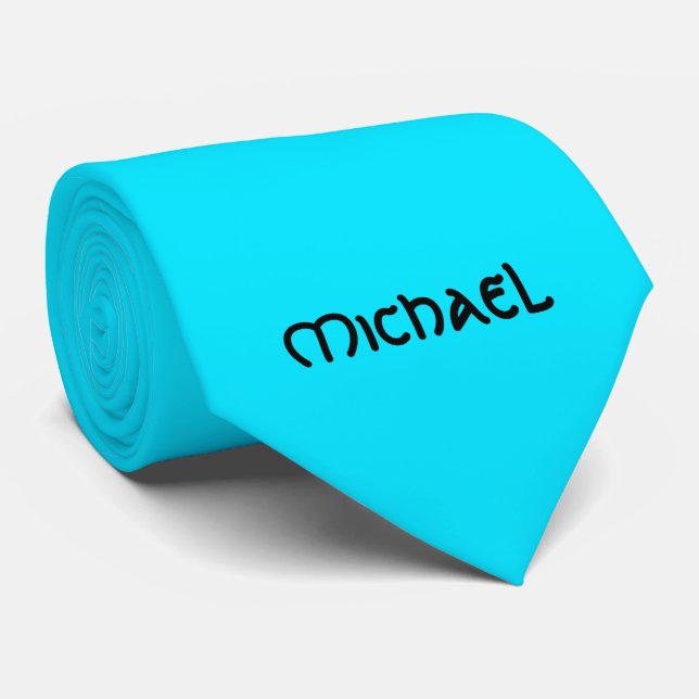 Vibrant neon fluorescent blue celtic Name Tie (Rolled)