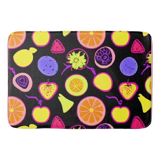 Vibrant Neon Fruits Artistry Bath Mat (Front)