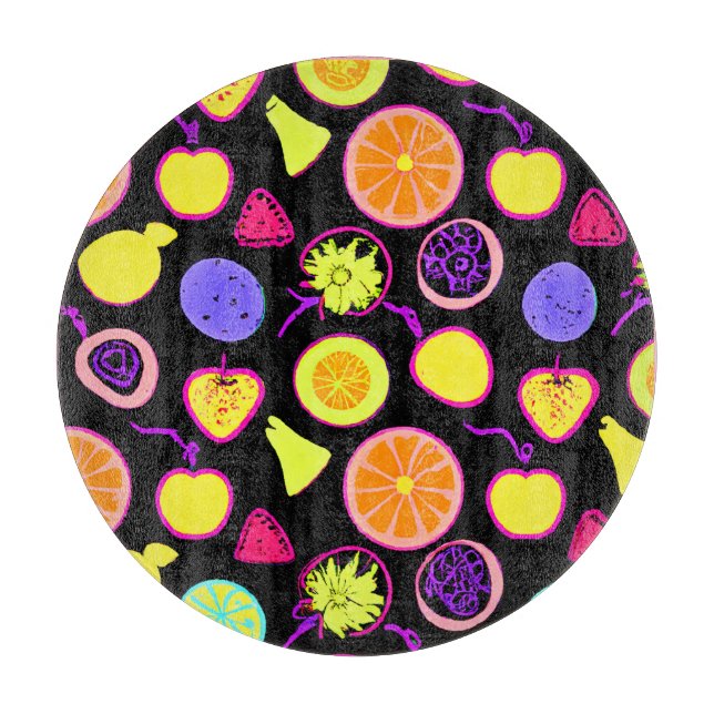 Vibrant Neon Fruits Artistry Cutting Board (Front)
