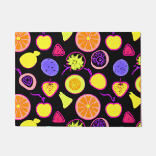 Vibrant Neon Fruits Artistry Doormat