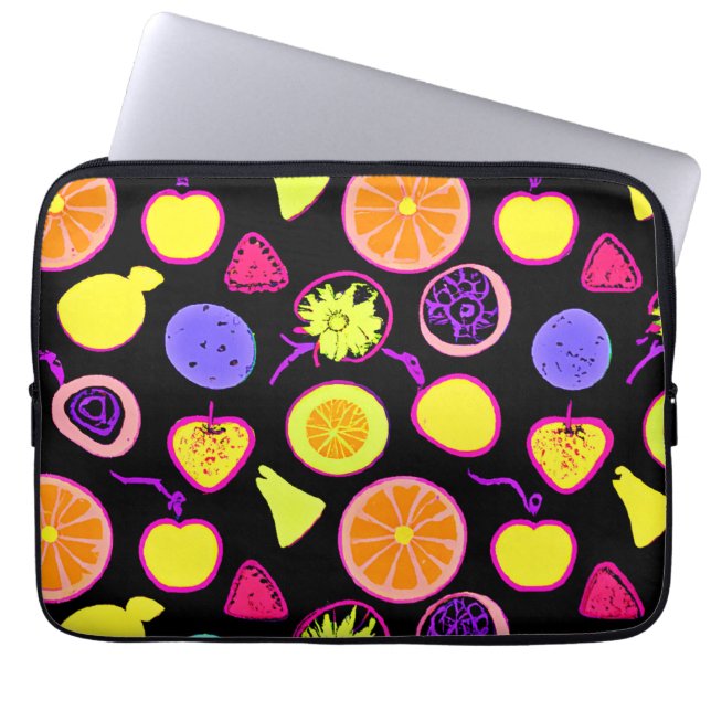 Vibrant Neon Fruits Artistry Laptop Sleeve (Front)