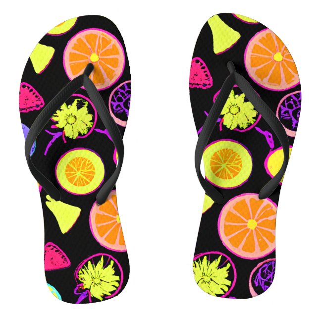 Vibrant Neon Fruits Artistry Thongs (Footbed)