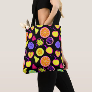 Vibrant Neon Fruits Artistry Tote Bag