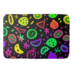Vibrant Neon Fruits Pattern Art Bath Mat