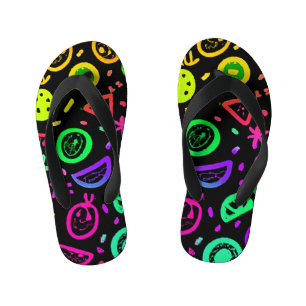 Vibrant Neon Fruits Pattern Art Kid's Thongs