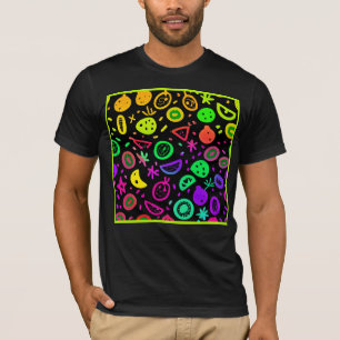 Vibrant Neon Fruits Pattern Art T-Shirt