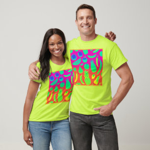 Vibrant Neon Fruits Pattern T-Shirt