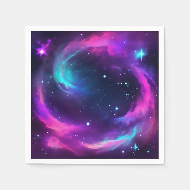 Vibrant Neon Galaxy  Napkin (Front)