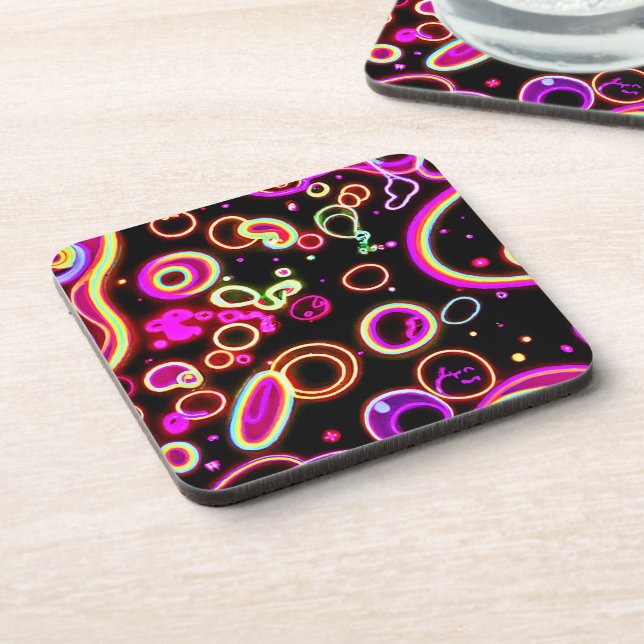 Vibrant Neon Glow Pattern Coaster (Left Side)