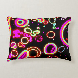 Vibrant Neon Glow Pattern Decorative Cushion