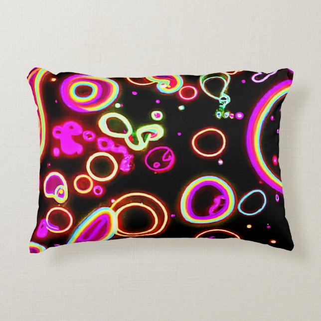 Vibrant Neon Glow Pattern Decorative Cushion (Front)