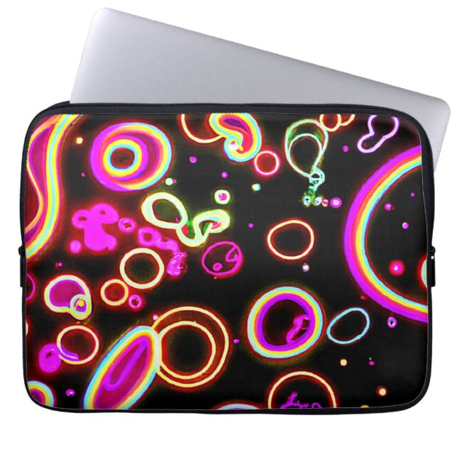 Vibrant Neon Glow Pattern Laptop Sleeve (Front)