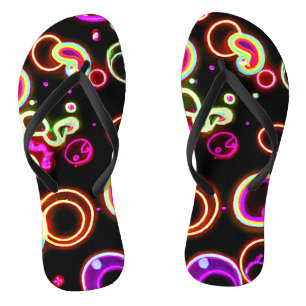 Vibrant Neon Glow Pattern Thongs