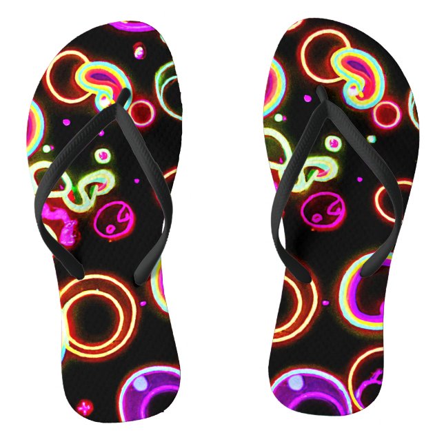 Vibrant Neon Glow Pattern Thongs (Footbed)