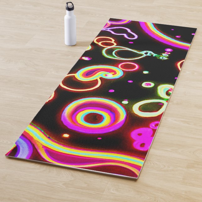 Vibrant Neon Glow Pattern Yoga Mat (In Situ)