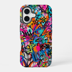 Vibrant Neon Graffiti Pattern iPhone 16 case