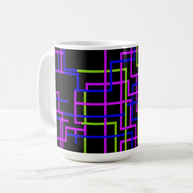 Vibrant Neon Grid  Coffee Mug (Front Left)