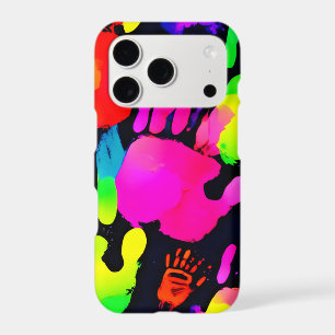 Vibrant Neon Handprint Art