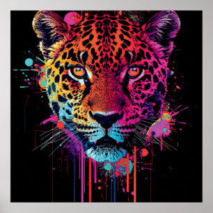 Vibrant Neon Leopard Wall Art