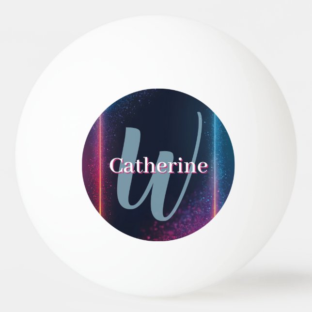 Vibrant Neon Light Frame with Custom Name Ping Pong Ball (Front)