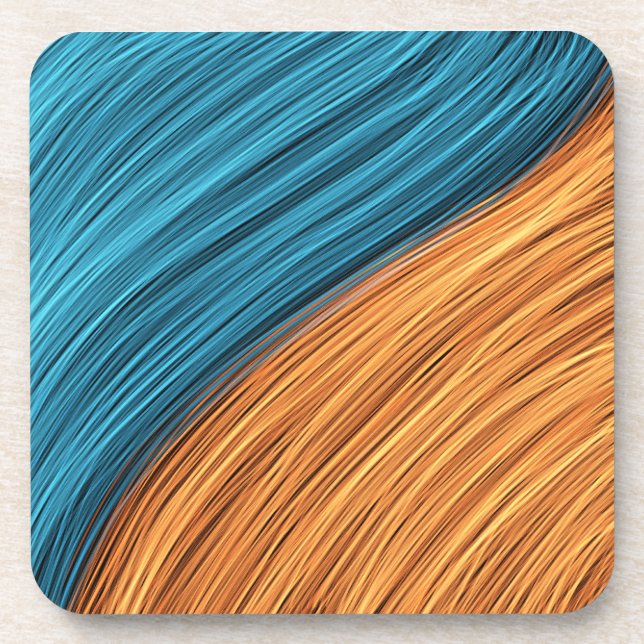 Vibrant Neon Light Strands of Blue and Orange Coaster (Front)