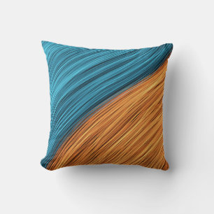 Vibrant Neon Light Strands of Blue and Orange Cushion